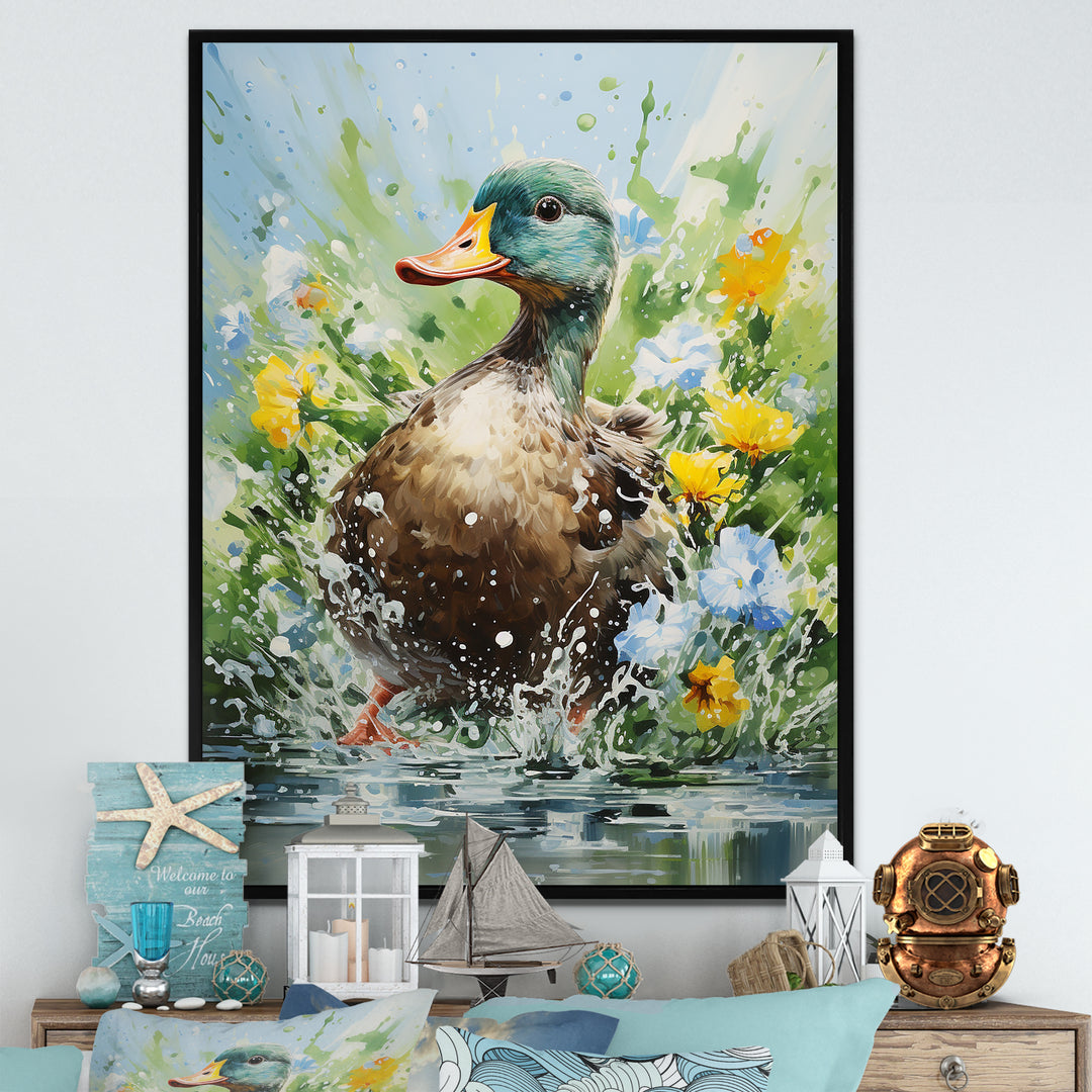 Duck Springtime Splash blooms - Duck Home Decor Art