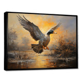 Vintage duck Flight at the pond II - Animals Canvas Wall Art