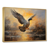 Vintage duck Flight at the pond II - Animals Canvas Wall Art