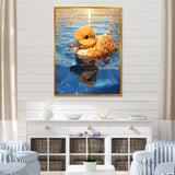 Swimming yellow duck in river - Duck Bedroom Wall Art