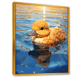 Swimming yellow duck in river - Duck Bedroom Wall Art