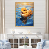 Swimming yellow duck in river - Duck Bedroom Wall Art