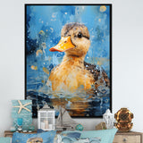 Splashing duckling wonder - Duck Canvas Wall Art