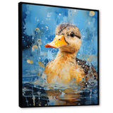 Splashing duckling wonder - Duck Canvas Wall Art
