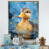 Splashing duckling wonder - Duck Canvas Wall Art