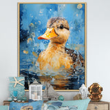 Splashing duckling wonder - Duck Canvas Wall Art