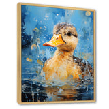 Splashing duckling wonder - Duck Canvas Wall Art