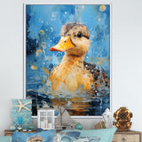 Splashing duckling wonder - Duck Canvas Wall Art