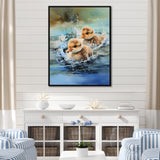 Yellow Playful Paddler ducklings - Duck Wall Decor