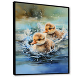 Yellow Playful Paddler ducklings - Duck Wall Decor