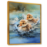Yellow Playful Paddler ducklings - Duck Wall Decor