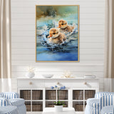 Yellow Playful Paddler ducklings - Duck Wall Decor