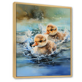 Yellow Playful Paddler ducklings - Duck Wall Decor