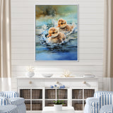 Yellow Playful Paddler ducklings - Duck Wall Decor