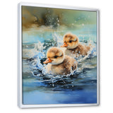 Yellow Playful Paddler ducklings - Duck Wall Decor
