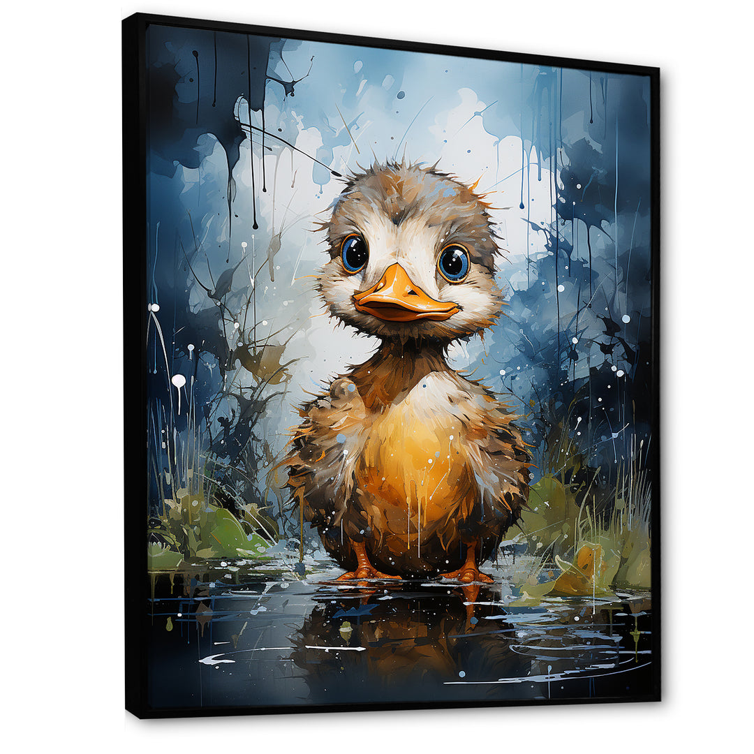 Cute blue and yellow duck for Nursery - Duck Wall Art Prints