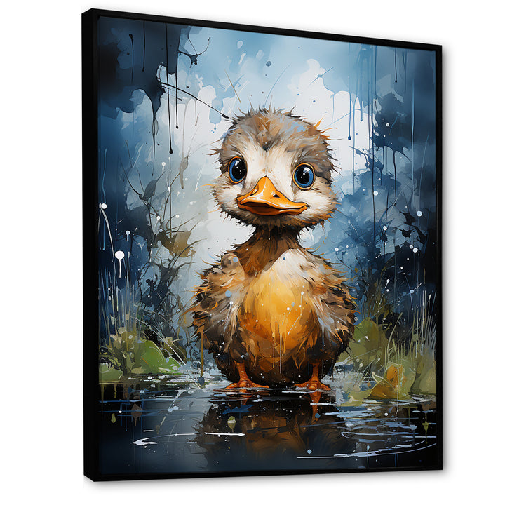Cute blue and yellow duck for Nursery - Duck Wall Art Prints