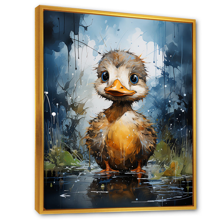 Cute blue and yellow duck for Nursery - Duck Wall Art Prints