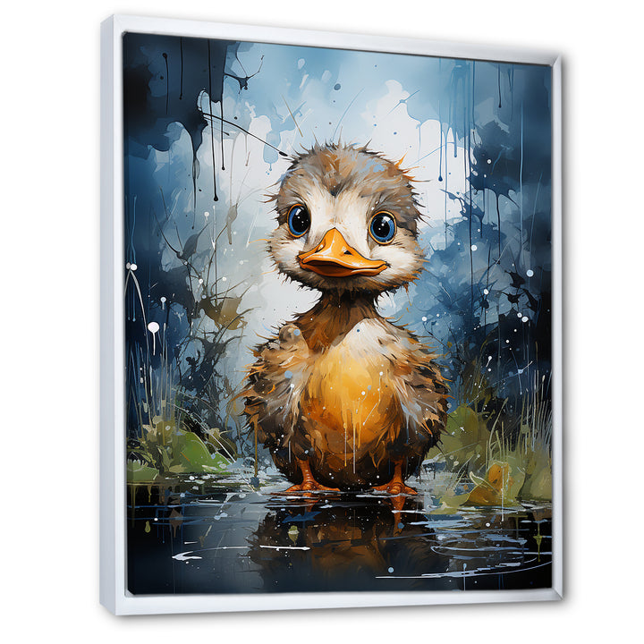 Cute blue and yellow duck for Nursery - Duck Wall Art Prints