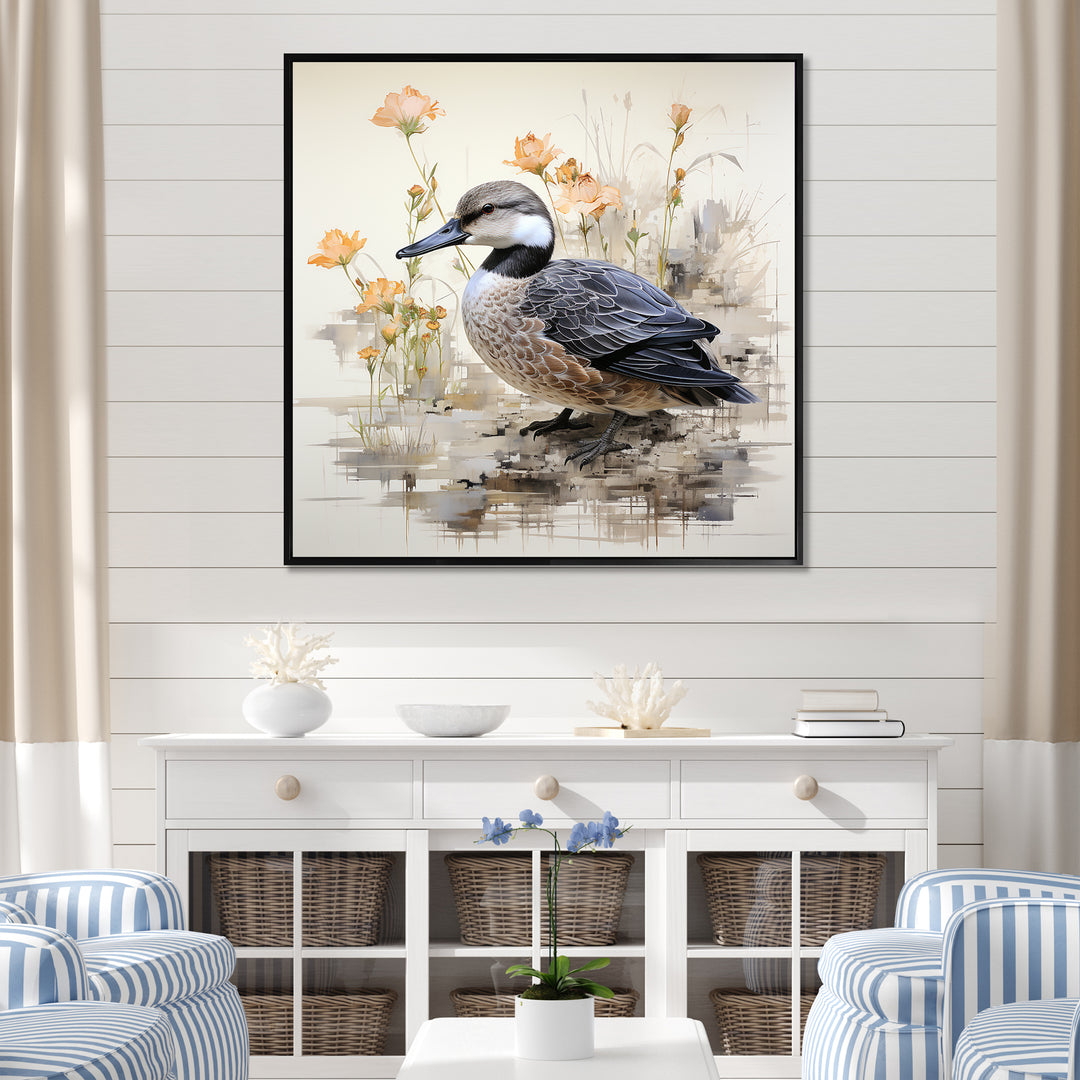 Vintage duck by the pond - Duck Wall Art Prints