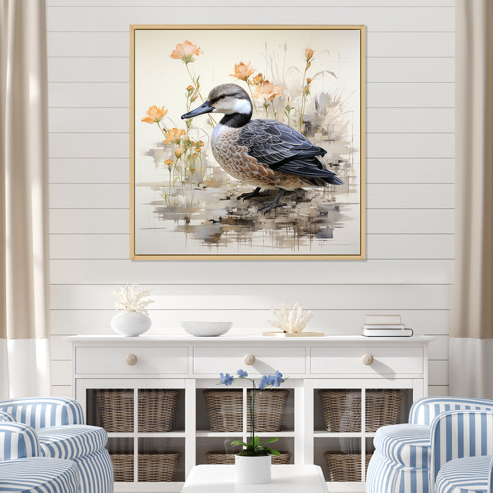 Vintage duck by the pond - Duck Wall Art Prints