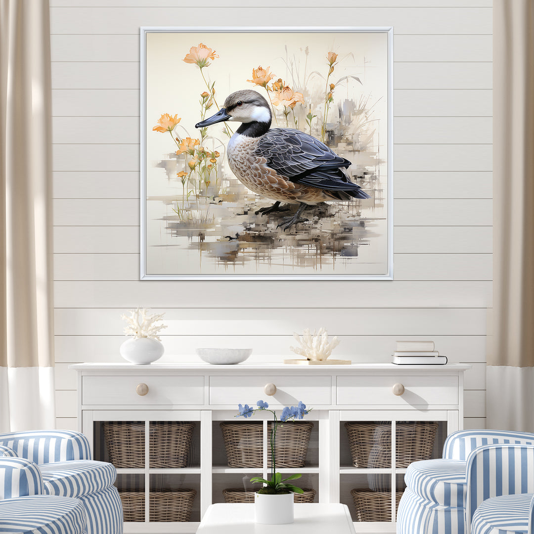 Vintage duck by the pond - Duck Wall Art Prints