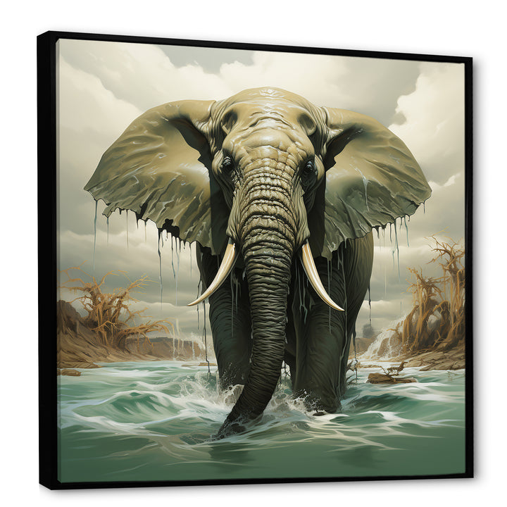 Grey Elephant Dreamscape - Elephant Large Canvas Wall Art
