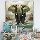 Grey Elephant Dreamscape - Elephant Large Canvas Wall Art