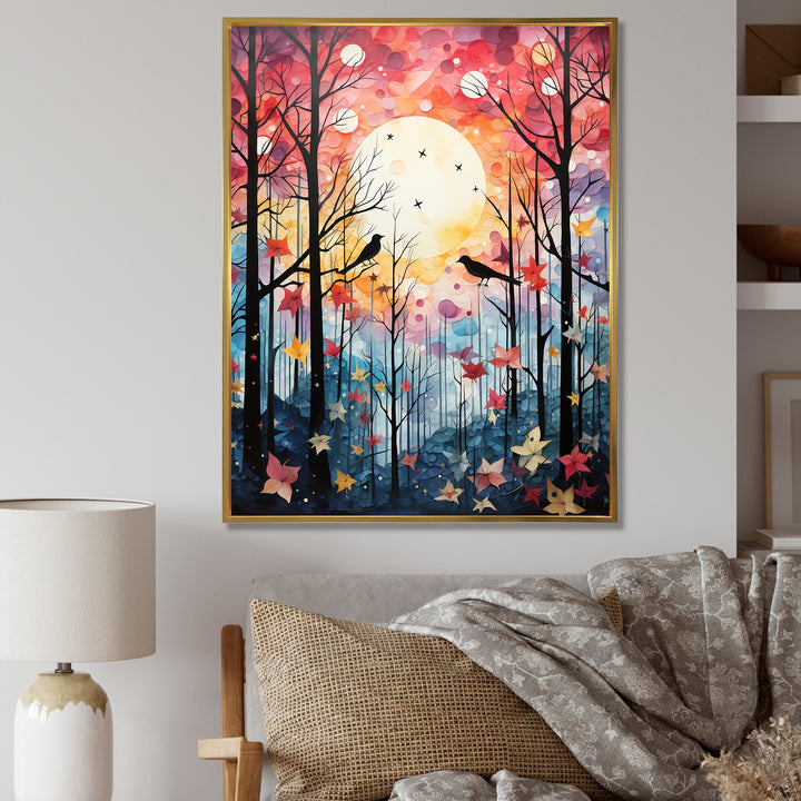 Pink Enchanted floral Botanicals with Eastern bluebird - Bird Floral Living Room Wall Art