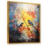 Blue and yellow forest with Eastern bluebird - Bird Floral Bedroom Wall Art
