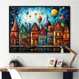 Fantasy air ballon village I - Hot Air Balloon Canvas Wall Art
