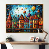 Fantasy air ballon village I - Hot Air Balloon Canvas Wall Art