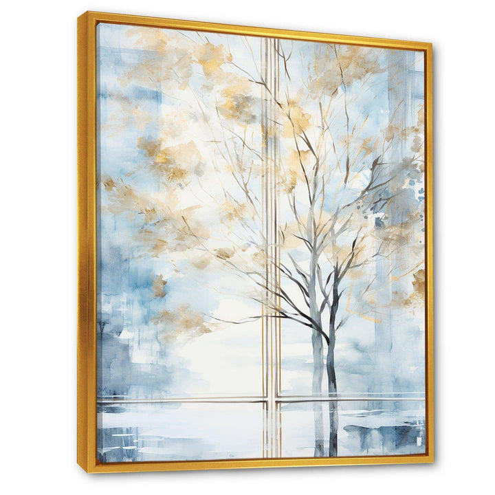 Blue and white forest window view - Farm Canvas Wall Art