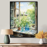 Green and blue countryside window Charm I - Farm Canvas Wall Art