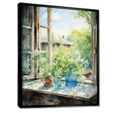 Green and blue countryside window Charm I - Farm Canvas Wall Art