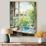 Green and blue countryside window Charm I - Farm Canvas Wall Art