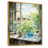 Green and blue countryside window Charm I - Farm Canvas Wall Art