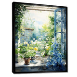 Green and blue countryside window Charm II - Farm Canvas Wall Art