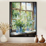 Green and blue countryside window Charm III - Farm Canvas Wall Art