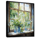 Green and blue countryside window Charm III - Farm Canvas Wall Art