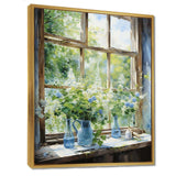 Green and blue countryside window Charm III - Farm Canvas Wall Art