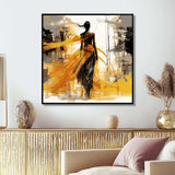 Black and yellow wind fashion woman  - Fashion Canvas Wall Art