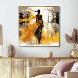 Black and yellow wind fashion woman  - Fashion Canvas Wall Art