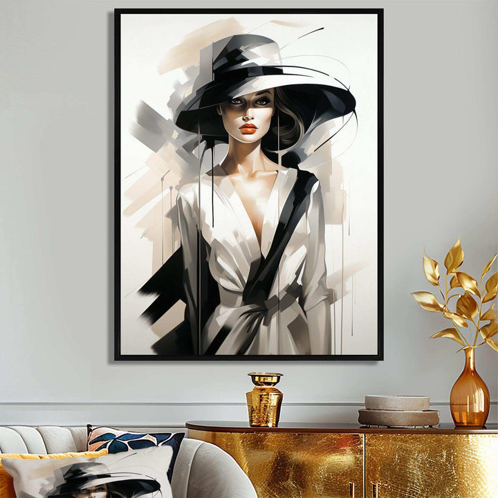 Black and white Fashion top model woman runway  III - Fashion Canvas Wall Art