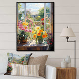 summer flowers window view at the farm I - Floral Canvas Wall Art