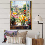 summer flowers window view at the farm I - Floral Canvas Wall Art