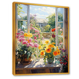 summer flowers window view at the farm I - Floral Canvas Wall Art