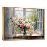 Delicate vintage flower french windows view III - Floral Canvas Wall Art