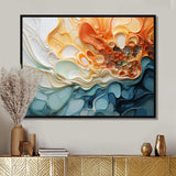 Blue and orange Ink Cascade fluid - Abstract Canvas Wall Art