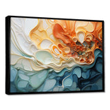 Blue and orange Ink Cascade fluid - Abstract Canvas Wall Art